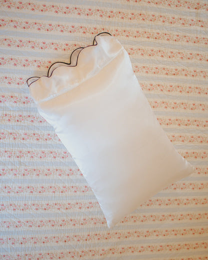 Scalloped Satin Pillowcase in Ivory