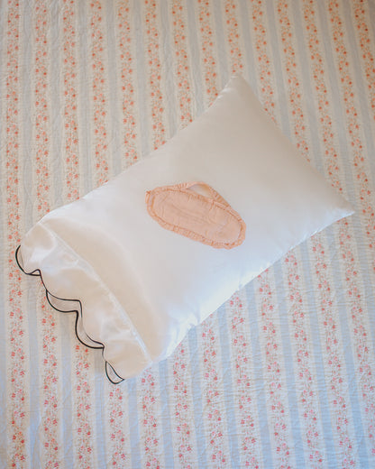 Scalloped Satin Pillowcase in Ivory